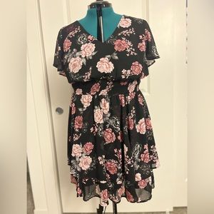 Torrid Black Floral Babydoll Dress